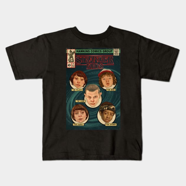 Stranger Kids Comic Cover Kids T-Shirt by Cleggart